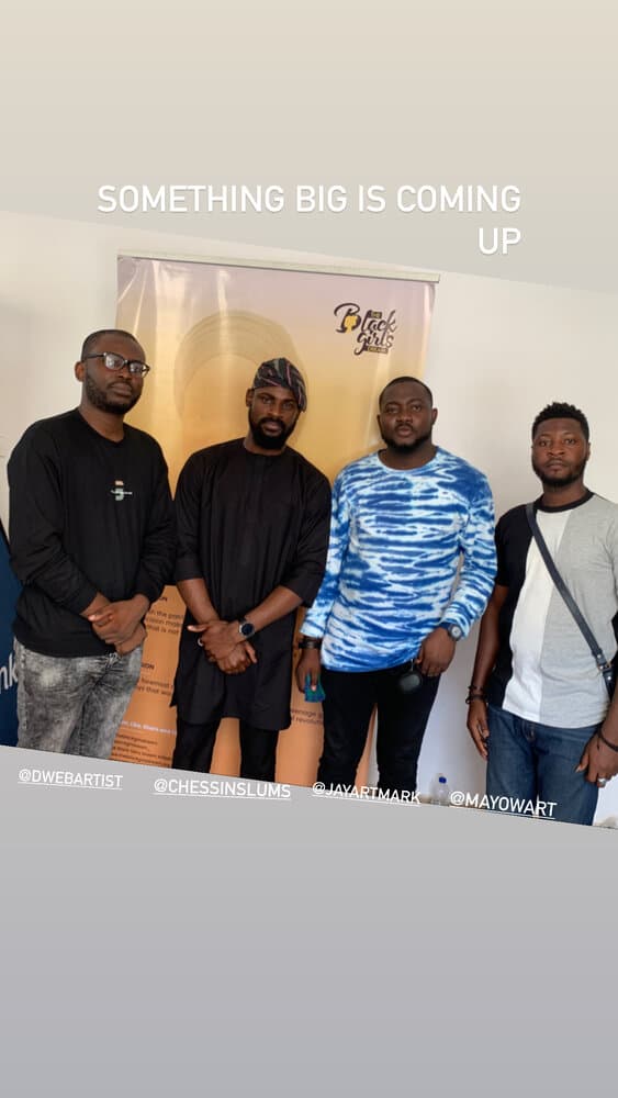 With Tunde Onakoya and collaborators ahead of a Chess in Slums Africa initiative, Emmanuel Anaiye Ifebunmi art