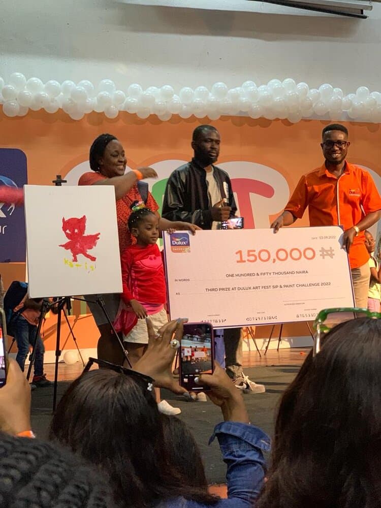 Presenting the third prize, Dulux Art Fest Sip & Paint Challenge, 2022, Emmanuel Anaiye Ifebunmi art