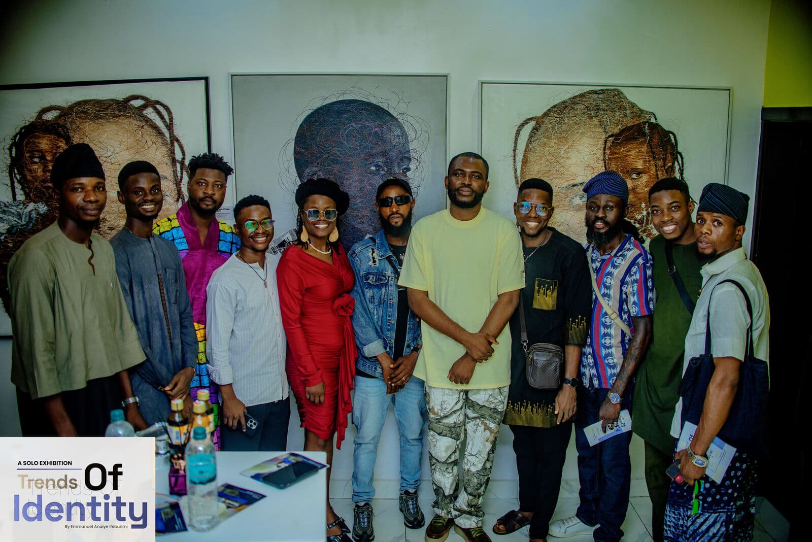 With guests at the Trends of Identity opening, Emmanuel Anaiye Ifebunmi art